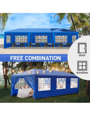 Carpa de Fiesta 3x9m Azul con Paredes Laterales para Eventos