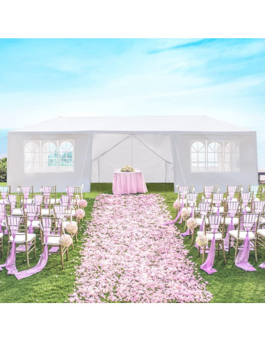 Carpa de Fiesta Gazebo Canopy 3x9m Impermeable Blanca