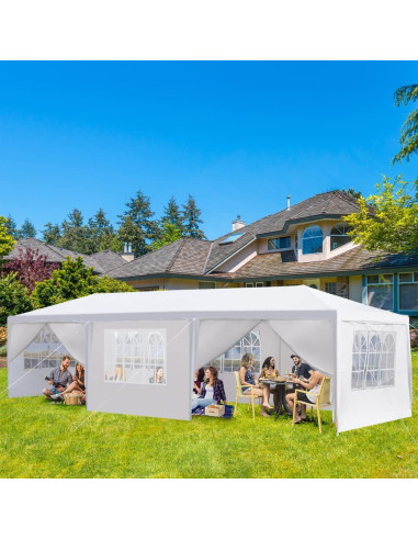 Carpa de Fiesta Gazebo Canopy 3x9m Impermeable Blanca