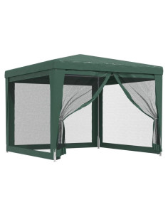 Carpa de Fiesta GeoHome 3x3m Verde HDPE con 4 Paredes Malla