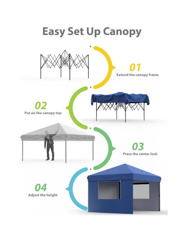 Carpa Plegable DEXSO 3 Paredes Laterales 3x3m Azul