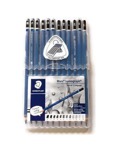 Lápiz de Madera Staedtler Mars Lumograph 12 Grados con Afilador Lápiz de Madera Staedtler Mars Lumograph 12 Grados con Afilador