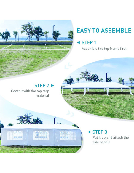 Carpa de Fiesta 3x9 m ANTSKU Blanca con 8 Paredes Removibles Carpa de Fiesta 3x9 m ANTSKU Blanca con 8 Paredes Removibles
