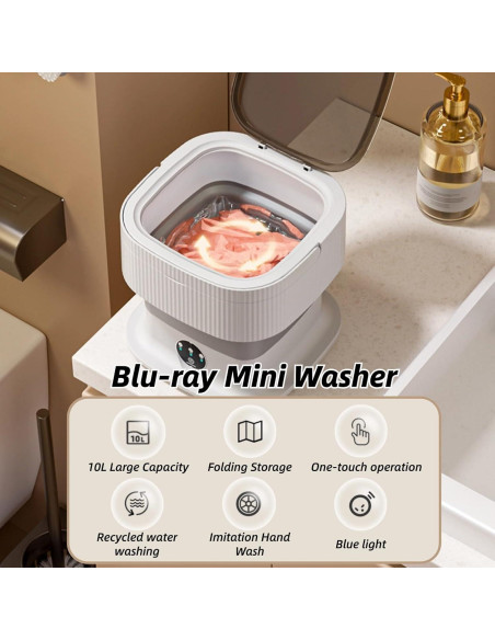 Mini Lavadora Portátil Tomantery 10L Plegable con Secadora Mini Lavadora Portátil Tomantery 10L Plegable con Secadora