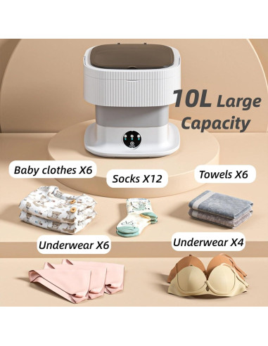 Mini Lavadora Portátil Tomantery 10L Plegable con Secadora
