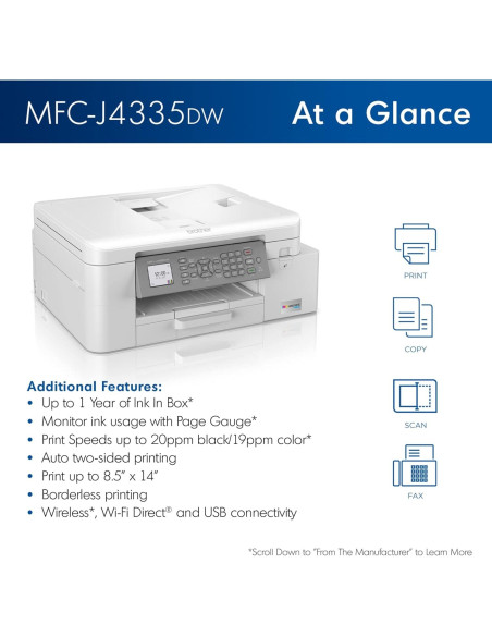 Impresora Todo-en-Uno Brother MFC-J4335DW INKvestment Tank Impresora Todo-en-Uno Brother MFC-J4335DW INKvestment Tank