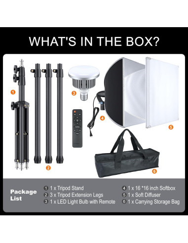 Kit de Iluminación Profesional LINCO con Softbox 40x40cm y LED 85W