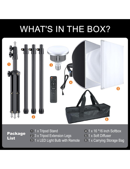 Kit de Iluminación Profesional LINCO con Softbox 40x40cm y LED 85W Kit de Iluminación Profesional LINCO con Softbox 40x40cm y LED 85W