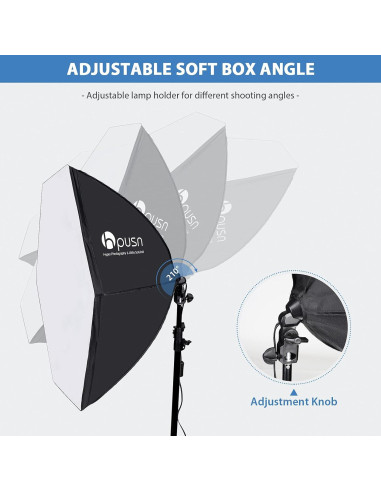 Kit de Iluminación Softbox HPUSN 30x30 cm con 2 Bombillas 5400K