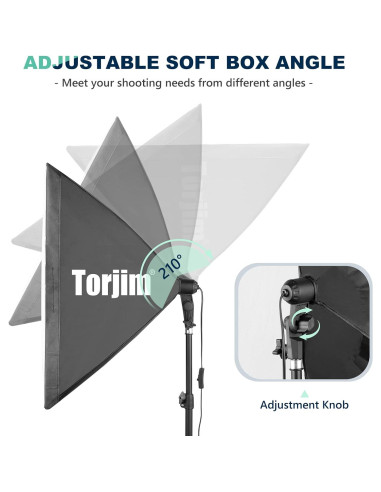 Kit de Iluminación Fotográfica Torjim Softbox 2Pcs 70x70cm 85W