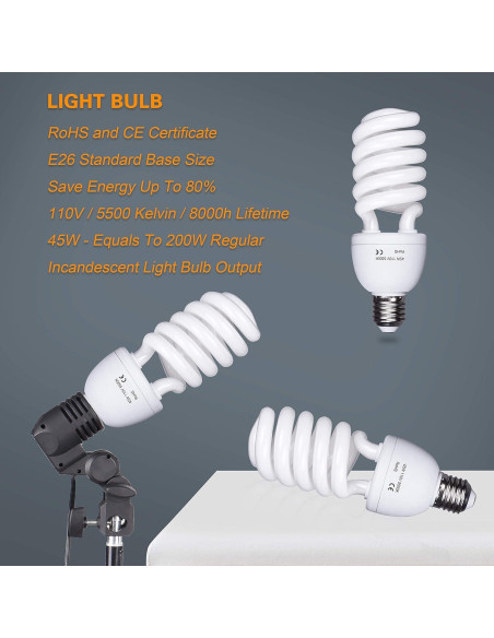 Kit de Iluminación Continua Emart con Paraguas 200W para Fotografía Kit de Iluminación Continua Emart con Paraguas 200W para Fotografía