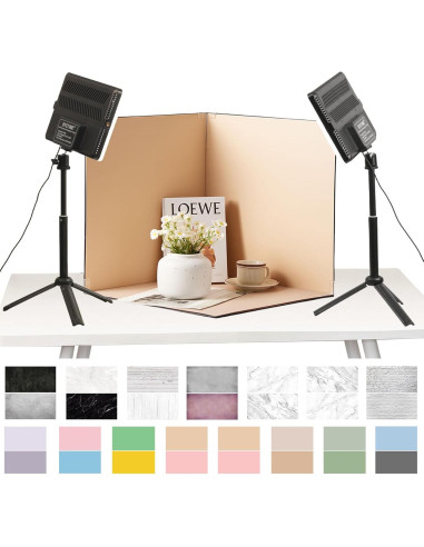 Kit de Estudio Fotográfico Portátil BYSTONE 40.64x40.64 cm con 288 LED y 15 Fondos