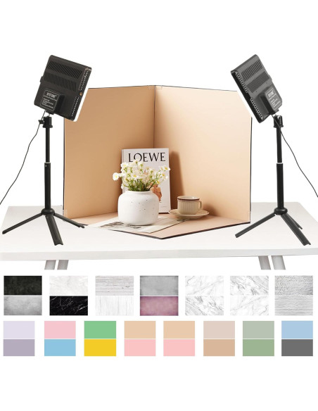 Kit de Estudio Fotográfico Portátil BYSTONE 40.64x40.64 cm con 288 LED y 15 Fondos Kit de Estudio Fotográfico Portátil BYSTONE 40.64x40.64 cm con 288 LED y 15 Fondos