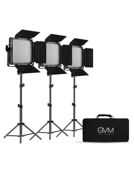 Kit de Iluminación LED GVM 3 Piezas Bi-Color 2300K-6800K Kit de Iluminación LED GVM 3 Piezas Bi-Color 2300K-6800K
