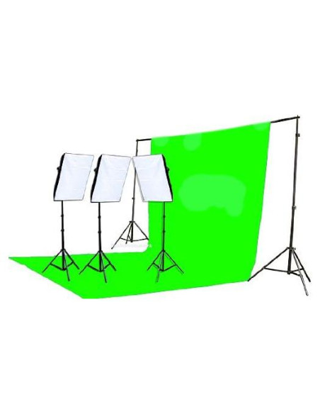 Kit de Iluminación Softbox Fancierstudio 2400W Pantalla Verde Kit de Iluminación Softbox Fancierstudio 2400W Pantalla Verde