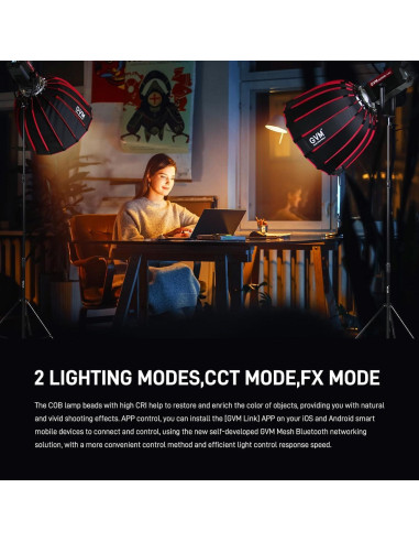 Luces de Estudio Bi-Color GVM 300W con Control App y 12 Modos