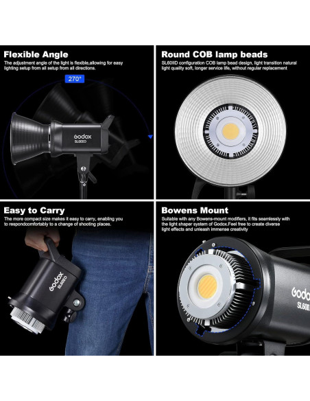 Luz de Video LED Godox SL60IID 70W CRI96+ 5600K Montura Bowens Luz de Video LED Godox SL60IID 70W CRI96+ 5600K Montura Bowens