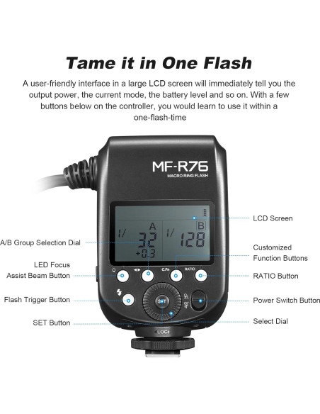 Flash Anular Macro Godox MF R76 76Ws TTL 660 Flashes Flash Anular Macro Godox MF R76 76Ws TTL 660 Flashes