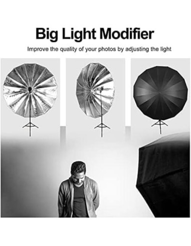 Paraguas Parabólico EMART 180cm Negro/Plata para Fotografía