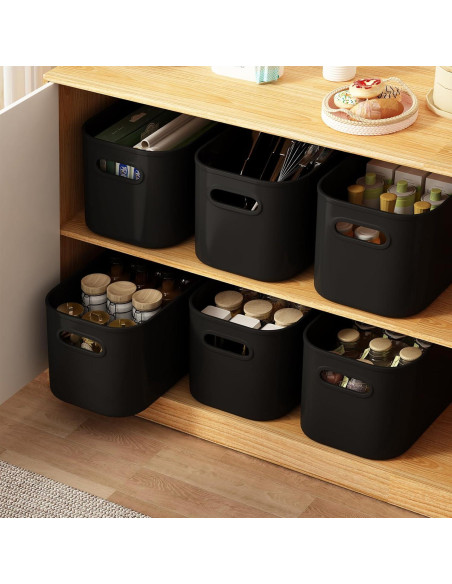 Cajas de Almacenamiento Negras con Tapa - ORGIDOL, 6 Pcs, 25.1x17.5x14.5 cm Cajas de Almacenamiento Negras con Tapa - ORGIDOL, 6 Pcs, 25.1x17.5x14.5 cm