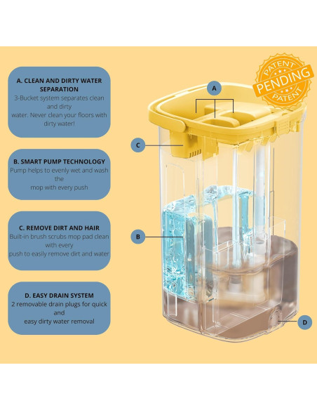 Trapeador y Cubo True & Tidy con Sistema de Bomba 5.5L Trapeador y Cubo True & Tidy con Sistema de Bomba 5.5L