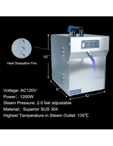 Máquina Limpiadora de Joyas TDRFORCE 2L Vapor Alta Presión