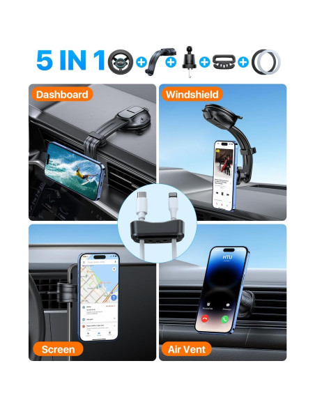 Soporte de Coche Magnético HTU 2025 Azul 5 en 1 para iPhone Soporte de Coche Magnético HTU 2025 Azul 5 en 1 para iPhone