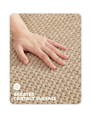 Alfombrilla de Baño Chenille Color&Geometry Beige 40x61cm Antideslizante