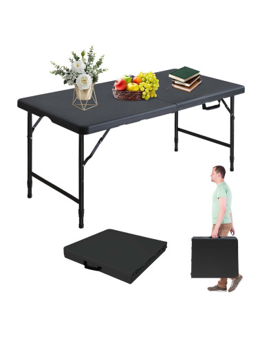 Mesa Plegable LSKSSNG 1.22m Ajustable Negra para Camping