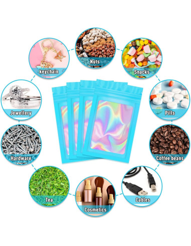 Bolsas Reutilizables JTIEO 50 Pcs 6.1x9.9cm Holográficas