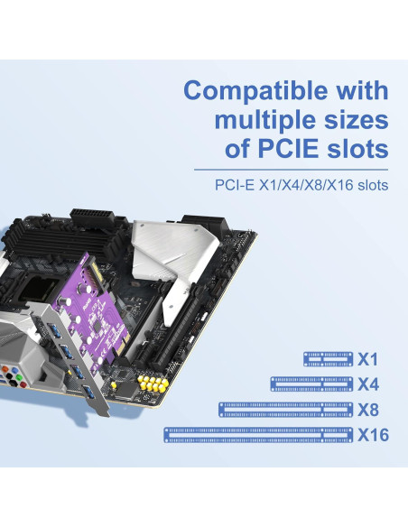 Tarjeta PCIe a 4 USB 3.0 10Gtek VL805-4B-2-US con SATA Tarjeta PCIe a 4 USB 3.0 10Gtek VL805-4B-2-US con SATA