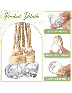 Inbagi 60 Botellas de Vidrio 8ml Difusor de Aire para Auto 2