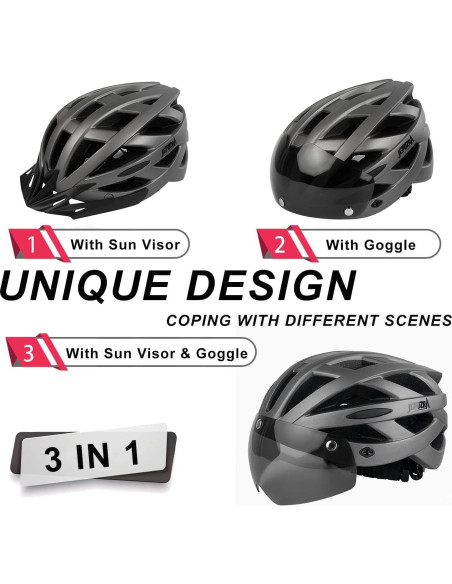Casco de Bicicleta JEPOZRA Unisex Ajustable con Luz LED Casco de Bicicleta JEPOZRA Unisex Ajustable con Luz LED