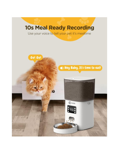 Comedero Automático para Gatos Ciays 6L Blanco Acero Inoxidable