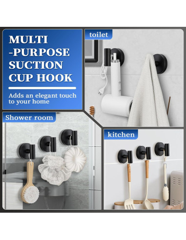 Ganchos de Ventosa Warlve Reutilizables para Baño - 4 Unidades