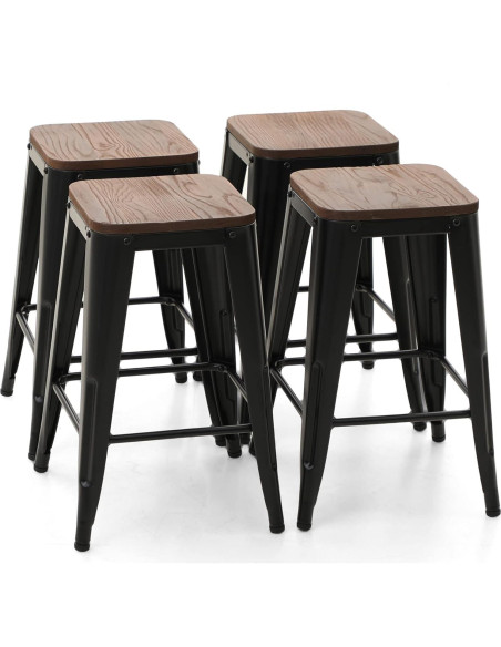 Juego de 4 Taburetes de Bar Metal Sophia & William 61 cm Juego de 4 Taburetes de Bar Metal Sophia & William 61 cm