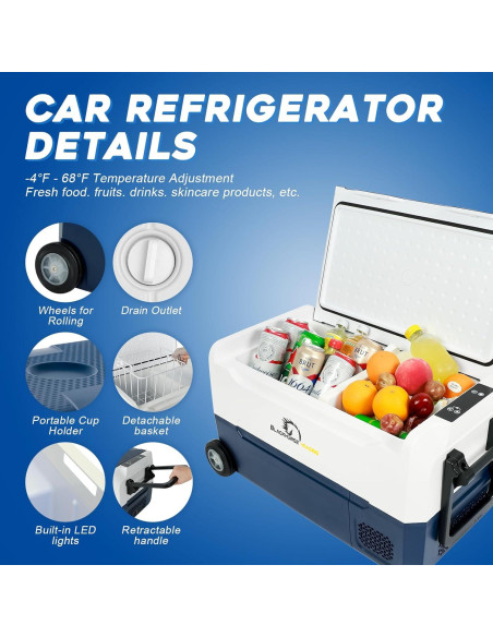 Refrigerador de Coche BLACKHORSE-RACING 37L Control APP WIFI Refrigerador de Coche BLACKHORSE-RACING 37L Control APP WIFI