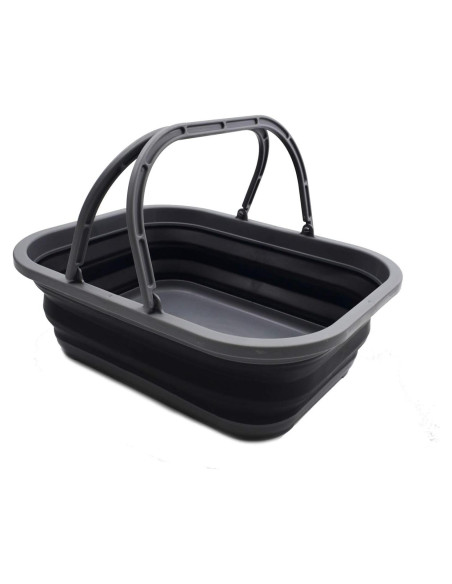 Cubo Plegable SAMMART 12L Gris/Negro - Canasta Portátil Cubo Plegable SAMMART 12L Gris/Negro - Canasta Portátil