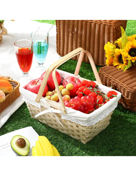 Cesta de Picnic LOYIM 32 cm con Asas Plegables y Forro Blanco Cesta de Picnic LOYIM 32 cm con Asas Plegables y Forro Blanco