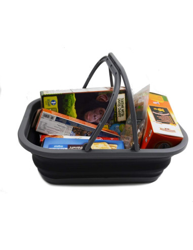 Cubo Plegable SAMMART 12L Gris/Negro - Canasta Portátil