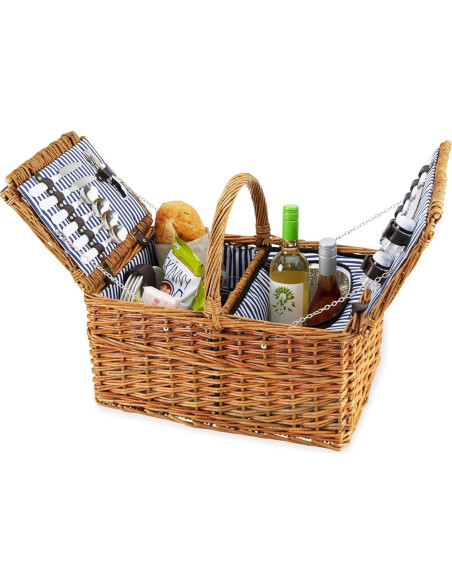 Cesta de Picnic Twine Cape Cod para 4 Personas con Vino Cesta de Picnic Twine Cape Cod para 4 Personas con Vino