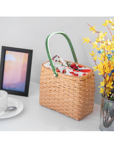 Cesta Tejida KINGWILLOW para Picnic y Regalos 23.5x13x20.5cm