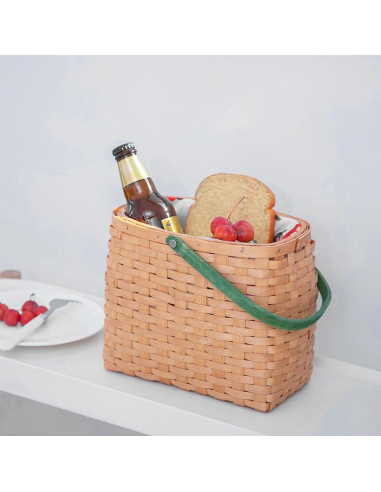 Cesta Tejida KINGWILLOW para Picnic y Regalos 23.5x13x20.5cm