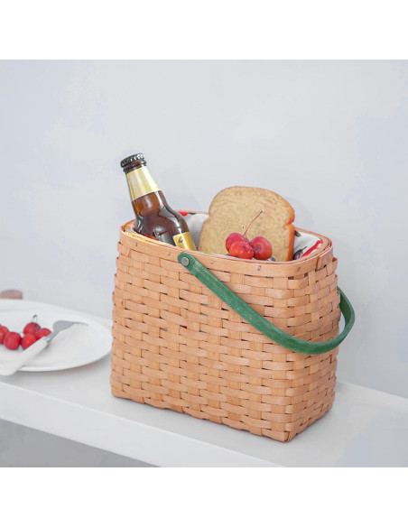 Cesta Tejida KINGWILLOW para Picnic y Regalos 23.5x13x20.5cm Cesta Tejida KINGWILLOW para Picnic y Regalos 23.5x13x20.5cm