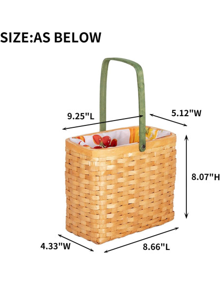 Cesta Tejida KINGWILLOW para Picnic y Regalos 23.5x13x20.5cm Cesta Tejida KINGWILLOW para Picnic y Regalos 23.5x13x20.5cm