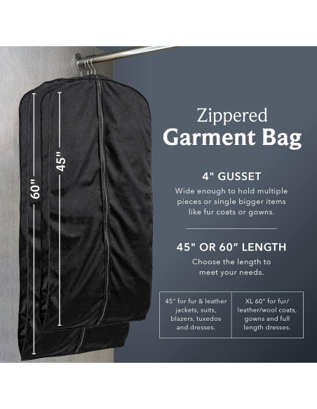 Bolsa de abrigo TUVAINC 114 cm Negro con cremallera resistente Bolsa de abrigo TUVAINC 114 cm Negro con cremallera resistente