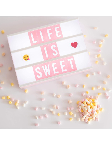 Caja de Luz LED Rosa con 400 Letras y Emojis - BONNYCO Caja de Luz LED Rosa con 400 Letras y Emojis - BONNYCO