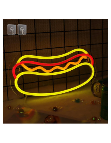 Letrero de Neón Hot Dogs Attivolife LED Regulable USB 29.6x21.5cm
