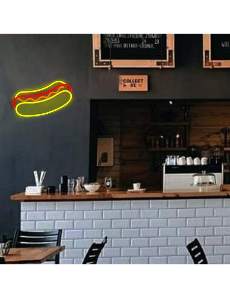 Letrero de Neón Hot Dogs Attivolife LED Regulable USB 29.6x21.5cm Letrero de Neón Hot Dogs Attivolife LED Regulable USB 29.6x21.5cm