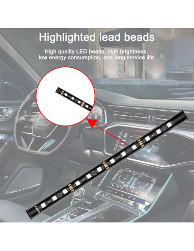 BELOMI Luz de Tira LED 12V 24 LEDs RGB para Automóvil